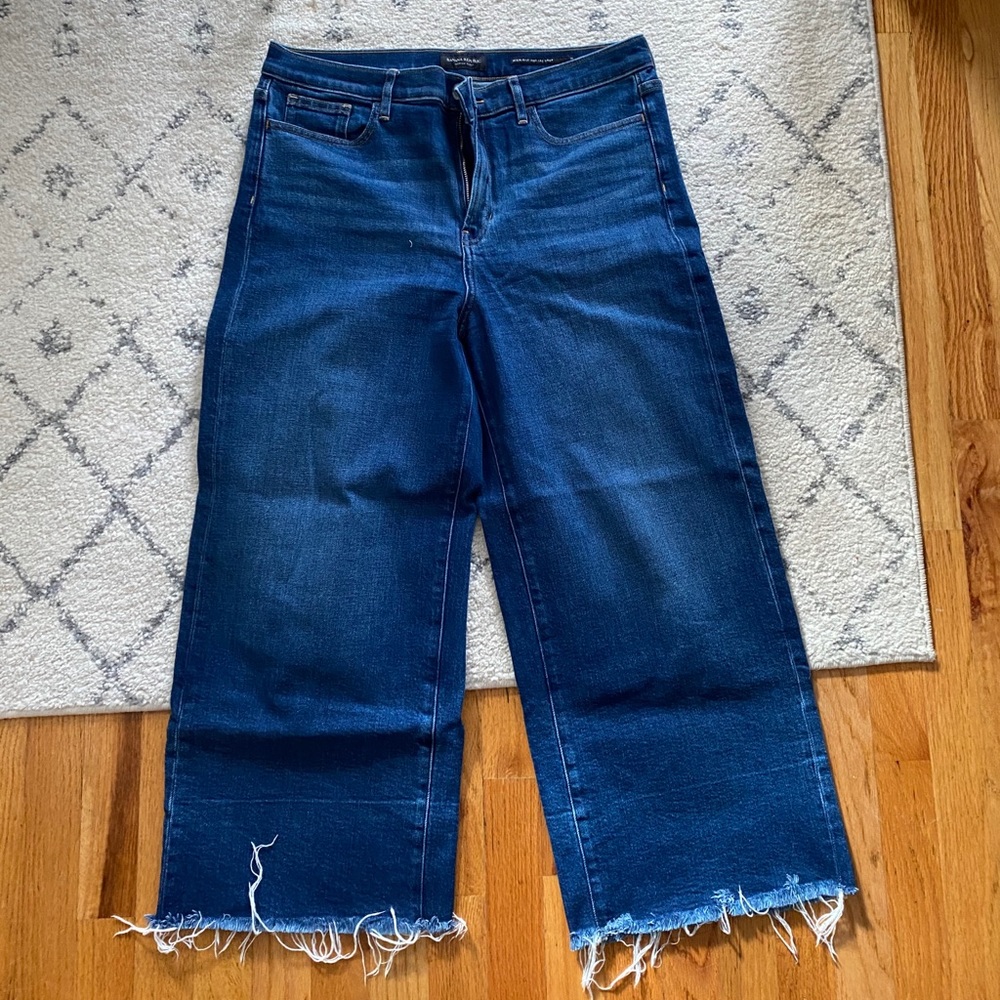 Banana Republic Fray Hem Wide Leg Denim
